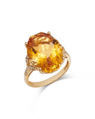Oval Cut Citrine & Diamond Ring in 14K Yellow Gold by BLOOMINGDALE'S FINE COLLECTION