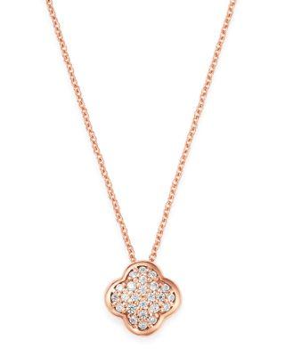 Pav&eacute; Diamond Clover Pendant Necklace in 14K Rose Gold by BLOOMINGDALE'S FINE COLLECTION