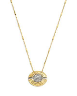 Pav&eacute; Disc Medallion Pendant Necklace in 14K Yellow Gold by BLOOMINGDALE'S FINE COLLECTION