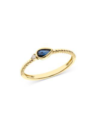 Pear Shaped Gemstone & Diamond Stacking Ring Collection in 14K Yellow Gold by BLOOMINGDALE'S FINE COLLECTION