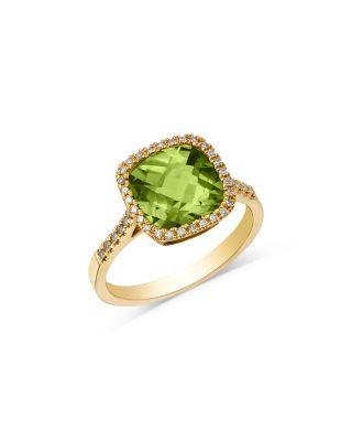 Peridot & Diamond Halo Ring in 14K Yellow Gold by BLOOMINGDALE'S FINE COLLECTION