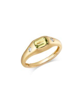 Peridot & Diamond Pinky Ring in 14K Yellow Gold by BLOOMINGDALE'S FINE COLLECTION