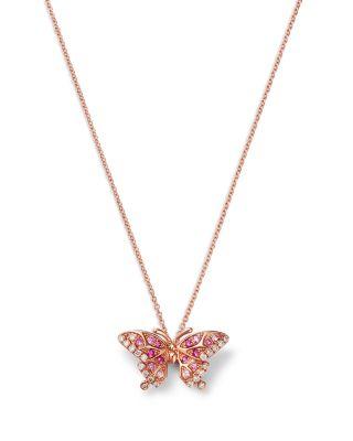 Pink Sapphire & Diamond Butterfly Pendant Necklace in 14K Rose Gold by BLOOMINGDALE'S FINE COLLECTION
