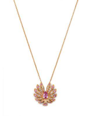 Pink Sapphire & Diamond Flying Bird Pendant Necklace in 14K Yellow Gold by BLOOMINGDALE'S FINE COLLECTION