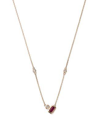 Ruby and Diamond Accent Necklace in 14K Yellow Gold by BLOOMINGDALE'S FINE COLLECTION