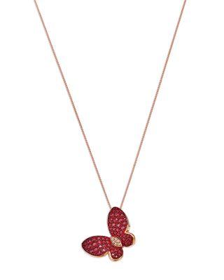 Ruby & Diamond Butterfly Pendant Necklace in 14K Rose Gold by BLOOMINGDALE'S FINE COLLECTION