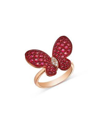 Ruby & Diamond Butterfly Ring in 14K Rose Gold by BLOOMINGDALE'S FINE COLLECTION