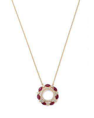 Ruby & Diamond Circle Pendant Necklace in 14K Yellow Gold by BLOOMINGDALE'S FINE COLLECTION