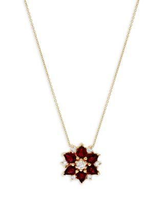 Ruby & Diamond Flower Pendant Necklace in 14K Yellow Gold by BLOOMINGDALE'S FINE COLLECTION