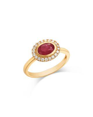 Ruby & Diamond Halo Ring in 14K Yellow Gold by BLOOMINGDALE'S FINE COLLECTION