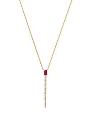 Ruby & Diamond Lariat Necklace in 14K Yellow Gold by BLOOMINGDALE'S FINE COLLECTION
