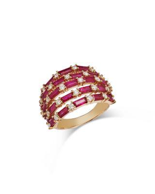 Ruby & Diamond Multi-Row Ring in 14K Yellow Gold by BLOOMINGDALE'S FINE COLLECTION