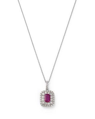 Ruby & Diamond Pendant Necklace in 14K White Gold by BLOOMINGDALE'S FINE COLLECTION