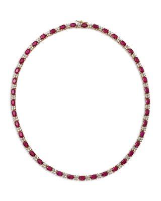 Ruby & Diamond Tennis Necklace in 14K Yellow Gold by BLOOMINGDALE'S FINE COLLECTION