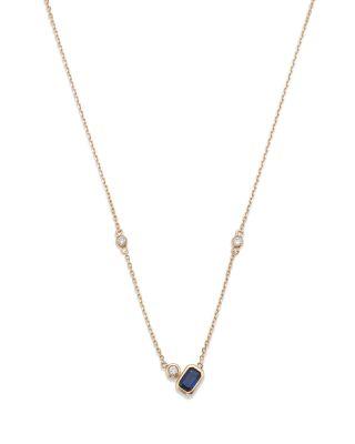 Sapphire and Diamond Accent Necklace in 14K Yellow Gold by BLOOMINGDALE'S FINE COLLECTION