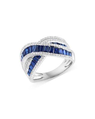 Sapphire & Diamond Crossover Ring in 14K White Gold by BLOOMINGDALE'S FINE COLLECTION