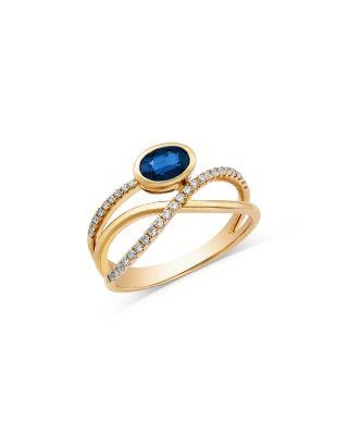 Sapphire & Diamond Crossover Ring in 14K Yellow Gold by BLOOMINGDALE'S FINE COLLECTION