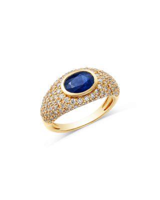 Sapphire & Diamond Oval Pav&eacute; Ring in 14K Yellow Gold by BLOOMINGDALE'S FINE COLLECTION