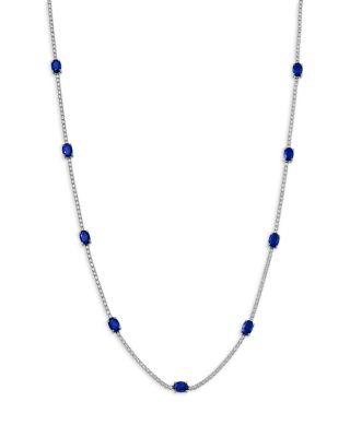 Sapphire & Diamond Station Collar Necklace in 14K White Gold by BLOOMINGDALE'S FINE COLLECTION
