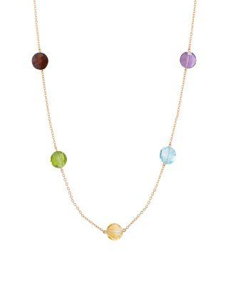 Semi Precious Gemstone Round Stone Station Necklace in 14K Yellow Gold by BLOOMINGDALE'S FINE COLLECTION