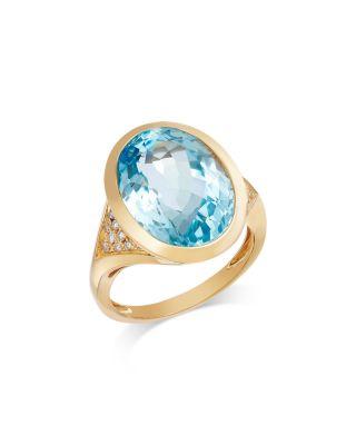 Sky Blue Topaz & Diamond Ring in 14K Yellow Gold by BLOOMINGDALE'S FINE COLLECTION