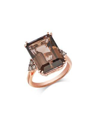 Smoky Quartz & Brown Diamond Ring in 14K Rose Gold by BLOOMINGDALE'S FINE COLLECTION