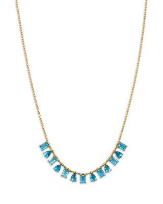 Swiss Blue Topaz Mixed Cut Statement Necklace in 14K Yellow Gold by BLOOMINGDALE'S FINE COLLECTION