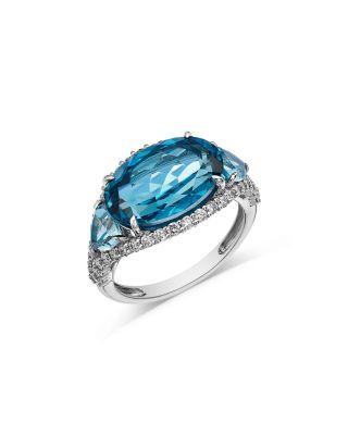 Swiss Blue Topaz & Diamond Ring in 14K White Gold by BLOOMINGDALE'S FINE COLLECTION