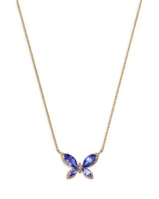 Tanzanite & Diamond Butterfly Necklace in 14K Yellow Gold by BLOOMINGDALE'S FINE COLLECTION