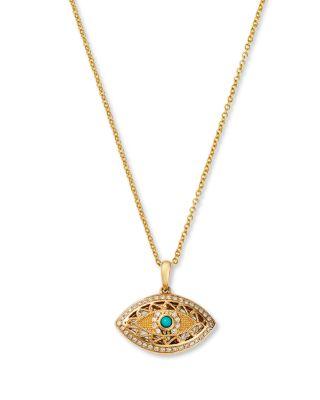 Turquoise & Diamond Evil Eye Pendant Necklace in 14K Yellow Gold by BLOOMINGDALE'S FINE COLLECTION