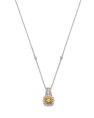 White & Yellow Diamond Halo Pendant Necklace in 14K Yellow & White Gold by BLOOMINGDALE'S FINE COLLECTION