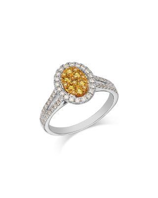 Yellow & White Diamond Halo Cluster Ring in 18K Yellow & White Gold by BLOOMINGDALE'S FINE COLLECTION