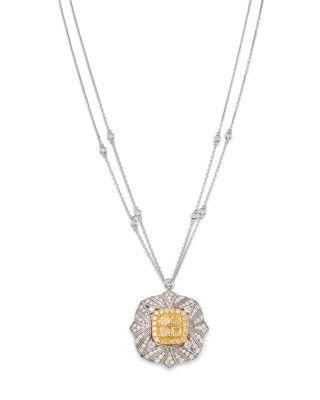 Yellow & White Diamond Vintage Look Pendant Necklace in 14K Yellow & White Gold by BLOOMINGDALE'S FINE COLLECTION