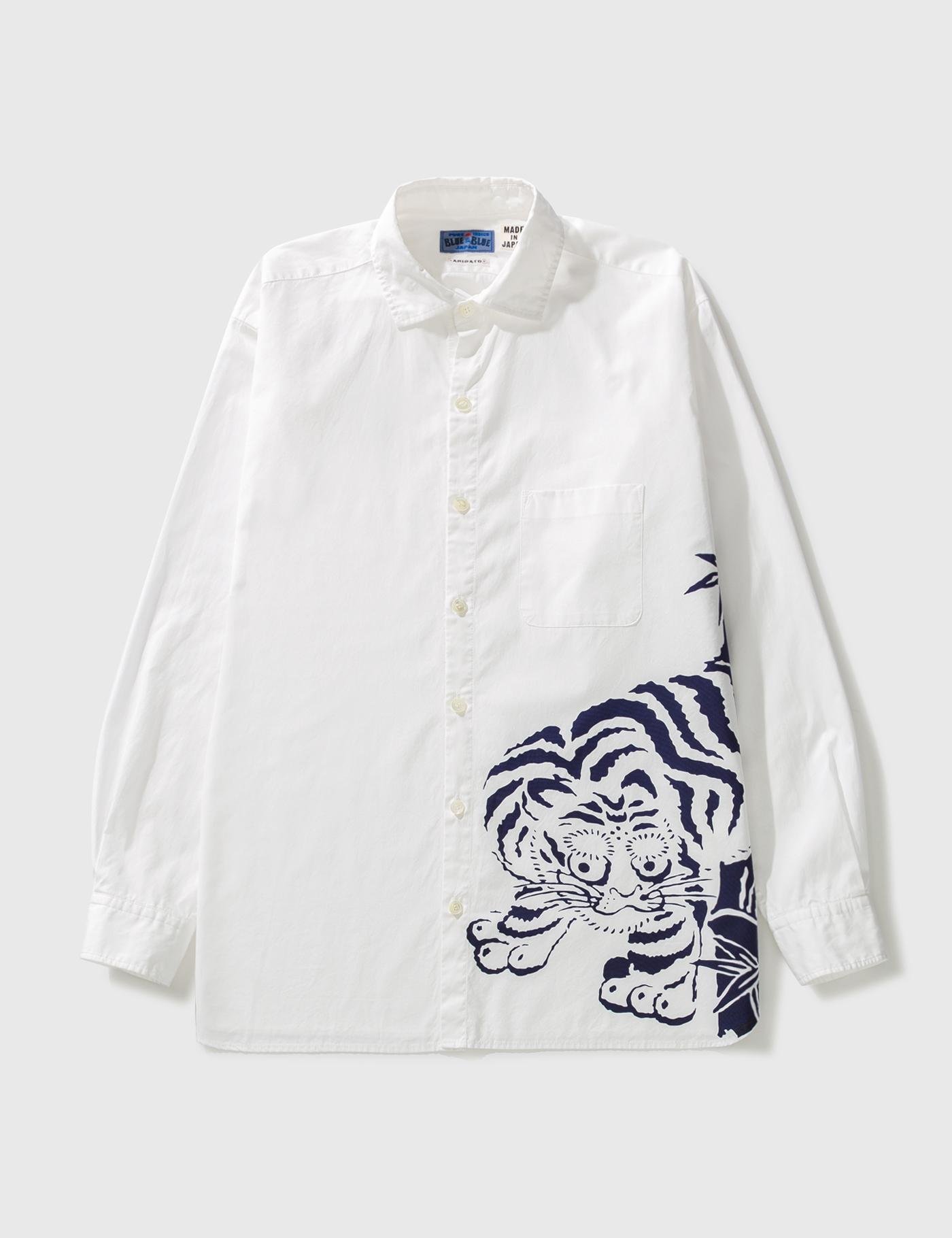 Bamboo Tiger Pattern Print Shirt by BLUE BLUE JAPAN