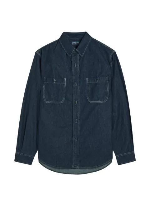 contrast-stitch patch-pocket shirt by BLUE BLUE