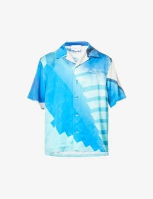 Pool graphic-print boxy-fit satin shirt by BLUE SKY INN