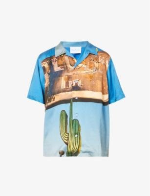 Rusty Inn graphic-print boxy-fit silk shirt by BLUE SKY INN