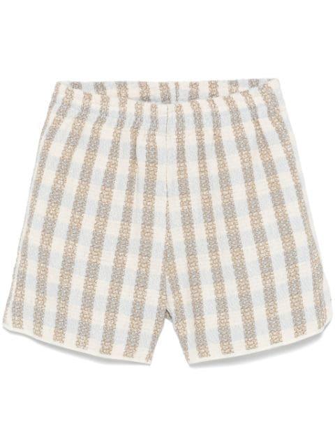 checked bouclé shorts by BLUE SKY INN