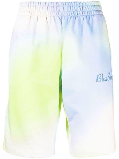 embroidered-logo tie-dye shorts by BLUE SKY INN