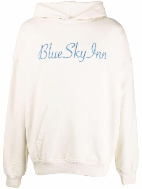 logo-embroidered cotton hoodie by BLUE SKY INN