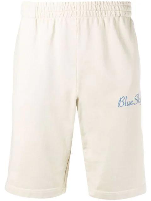 logo-embroidered cotton shorts by BLUE SKY INN