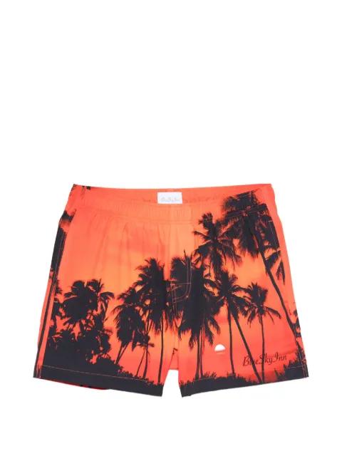 sunset palms swim shorts by BLUE SKY INN