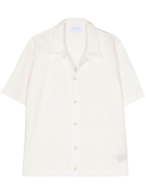 waffle-pattern bowling shirt by BLUE SKY INN