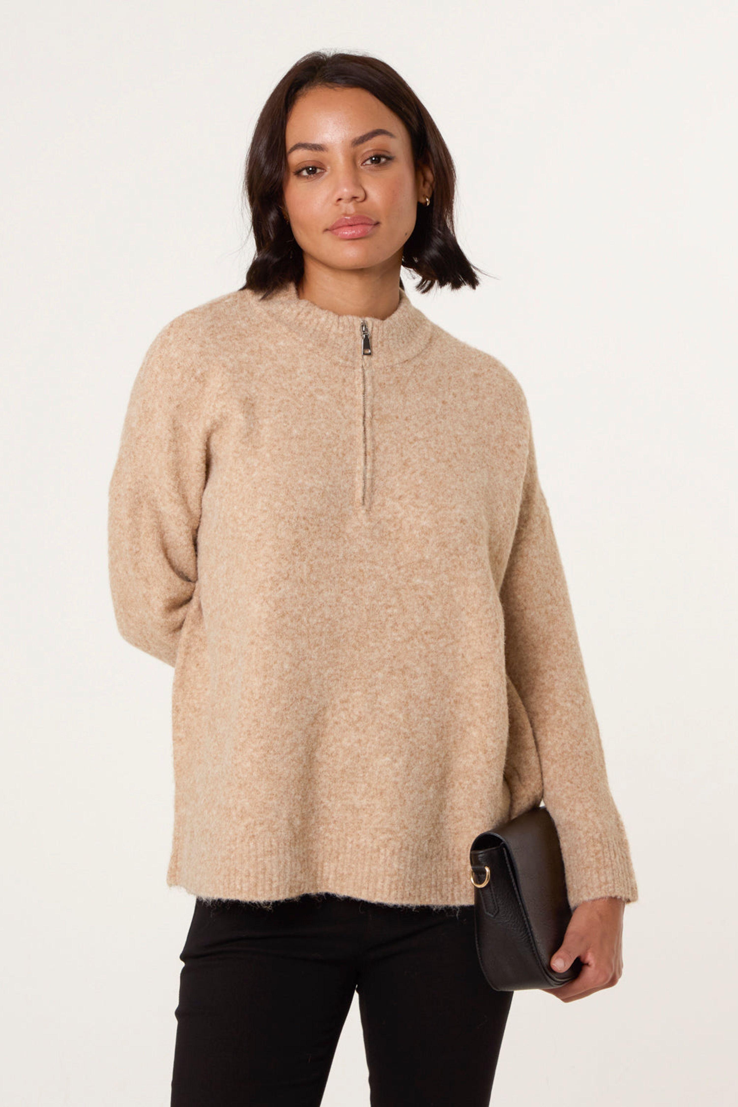 Beige Half Zip Jumper by BLUE VANILLA