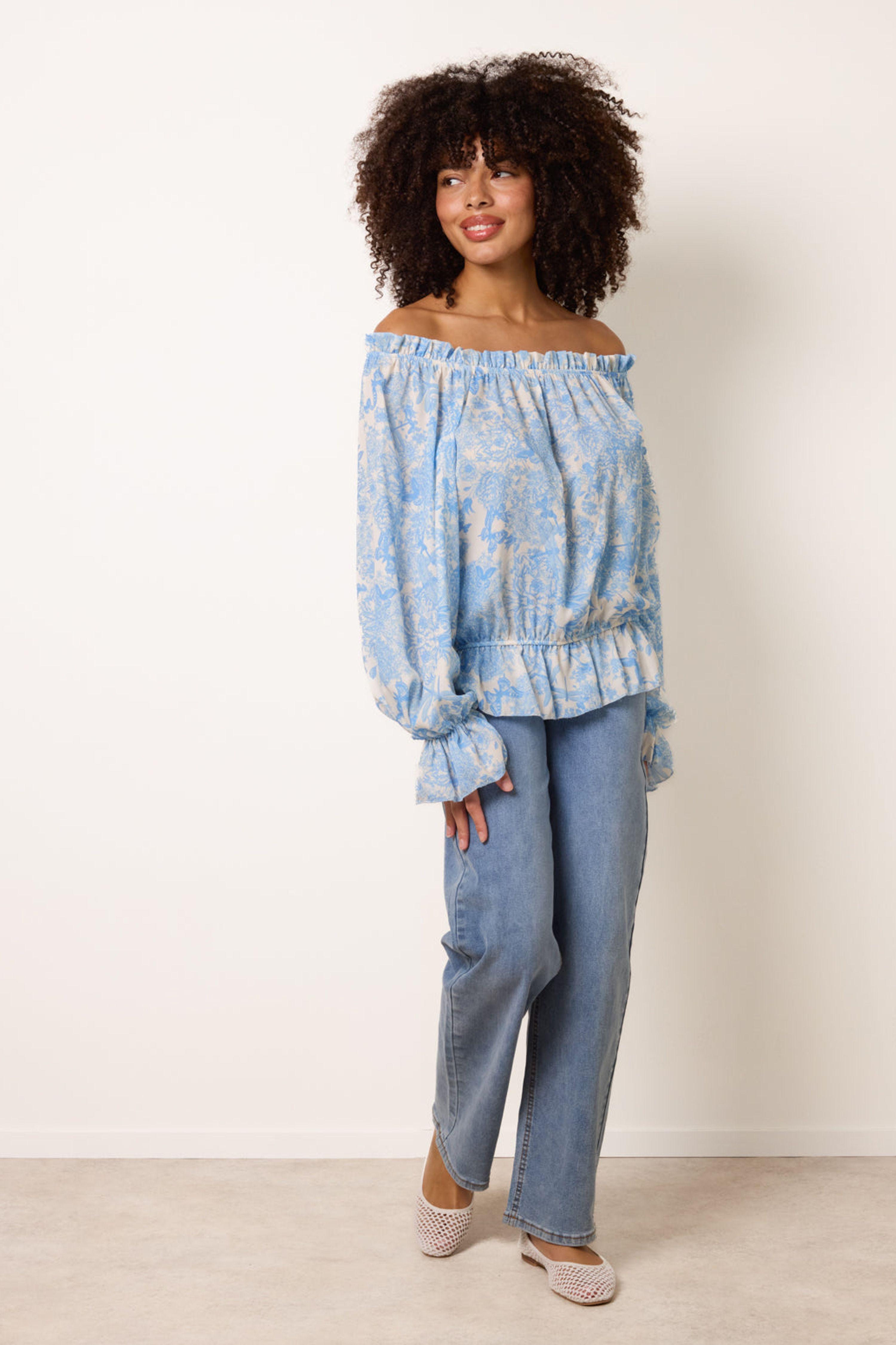 Blue Butterfly Floral Top by BLUE VANILLA