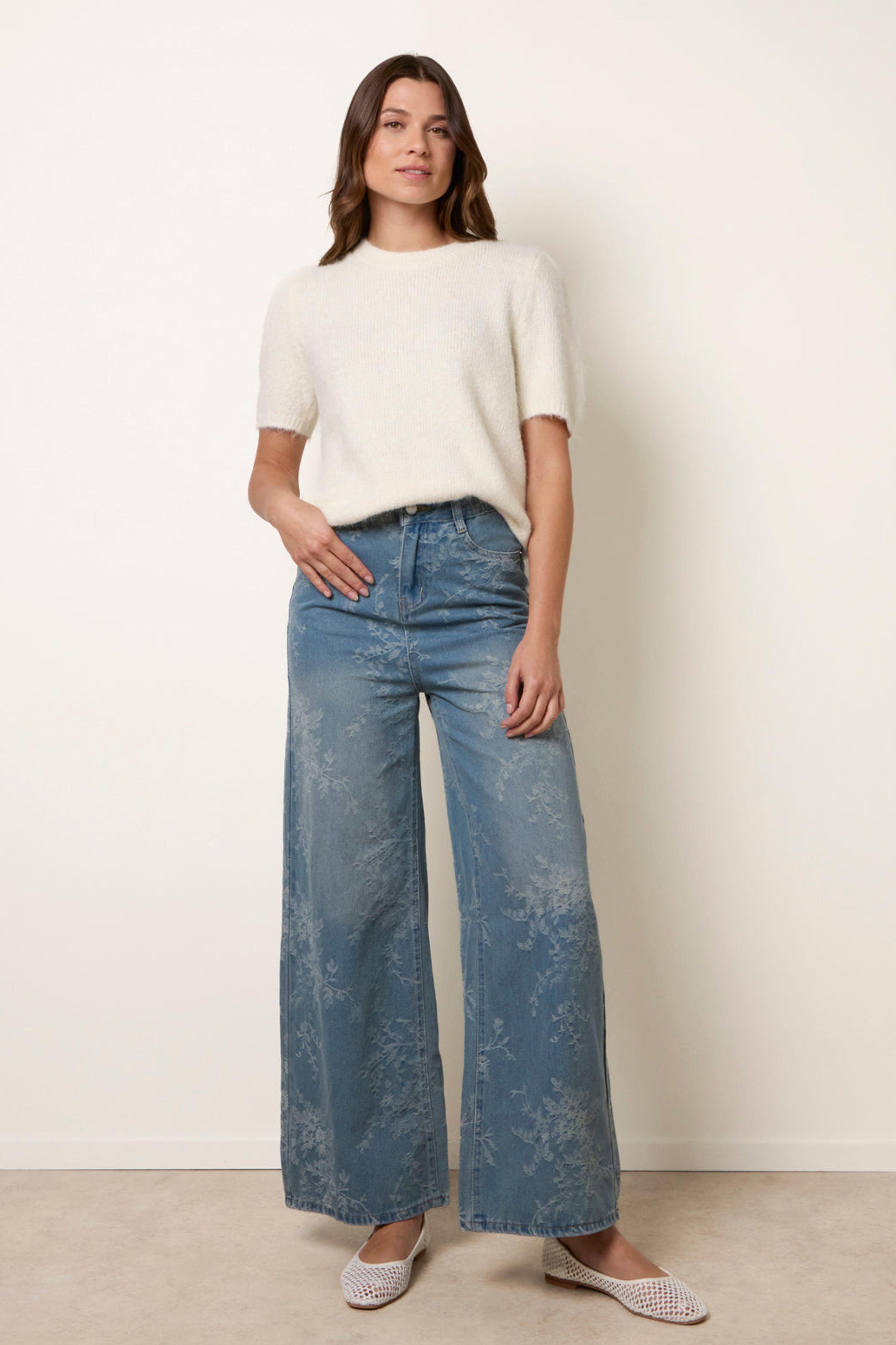 Blue Floral Print Jeans by BLUE VANILLA