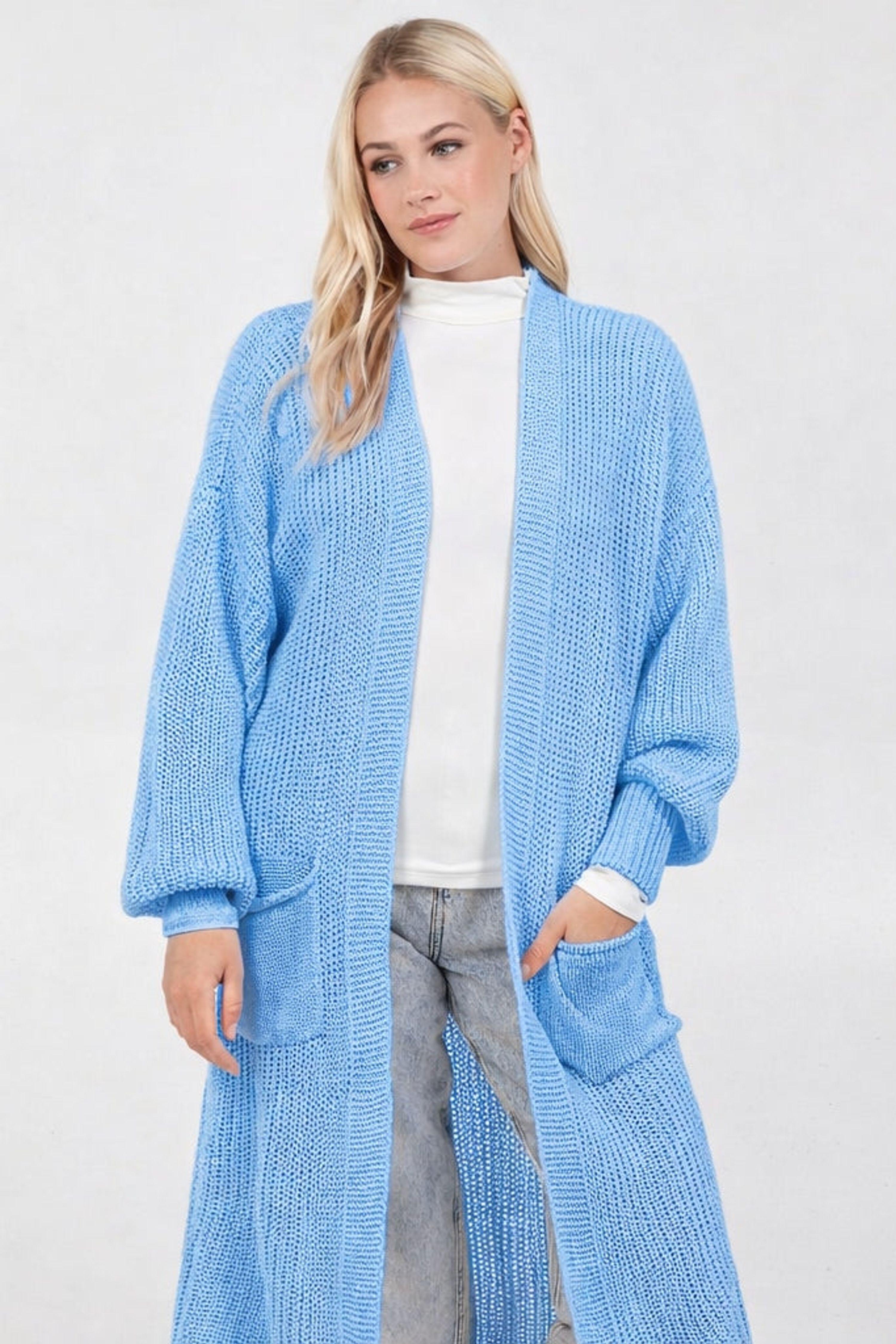 Blue Longline Double Pocket Knitted Cardigan by BLUE VANILLA