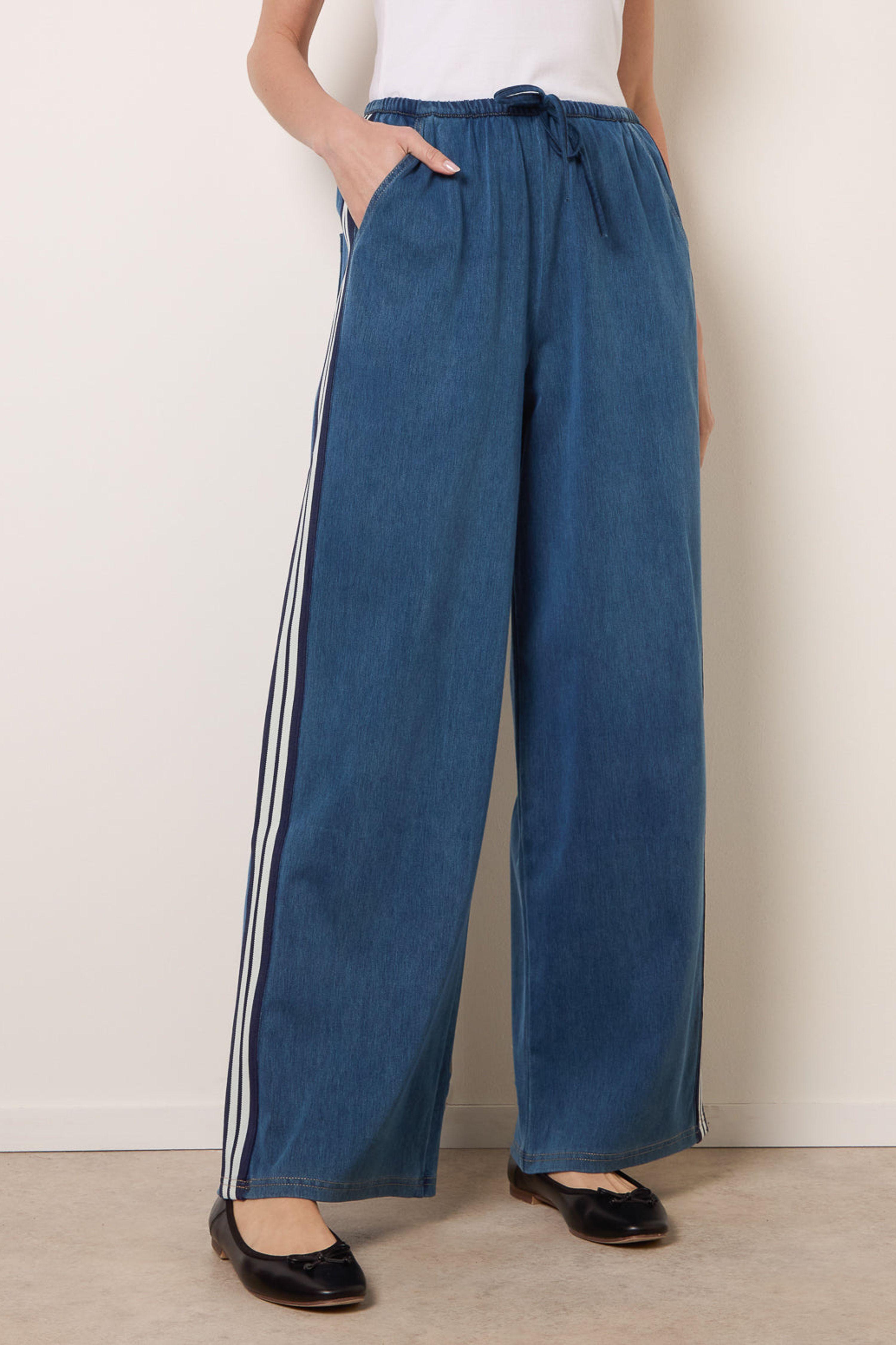 Blue Stripe Trousers With Elasticated Waist by BLUE VANILLA