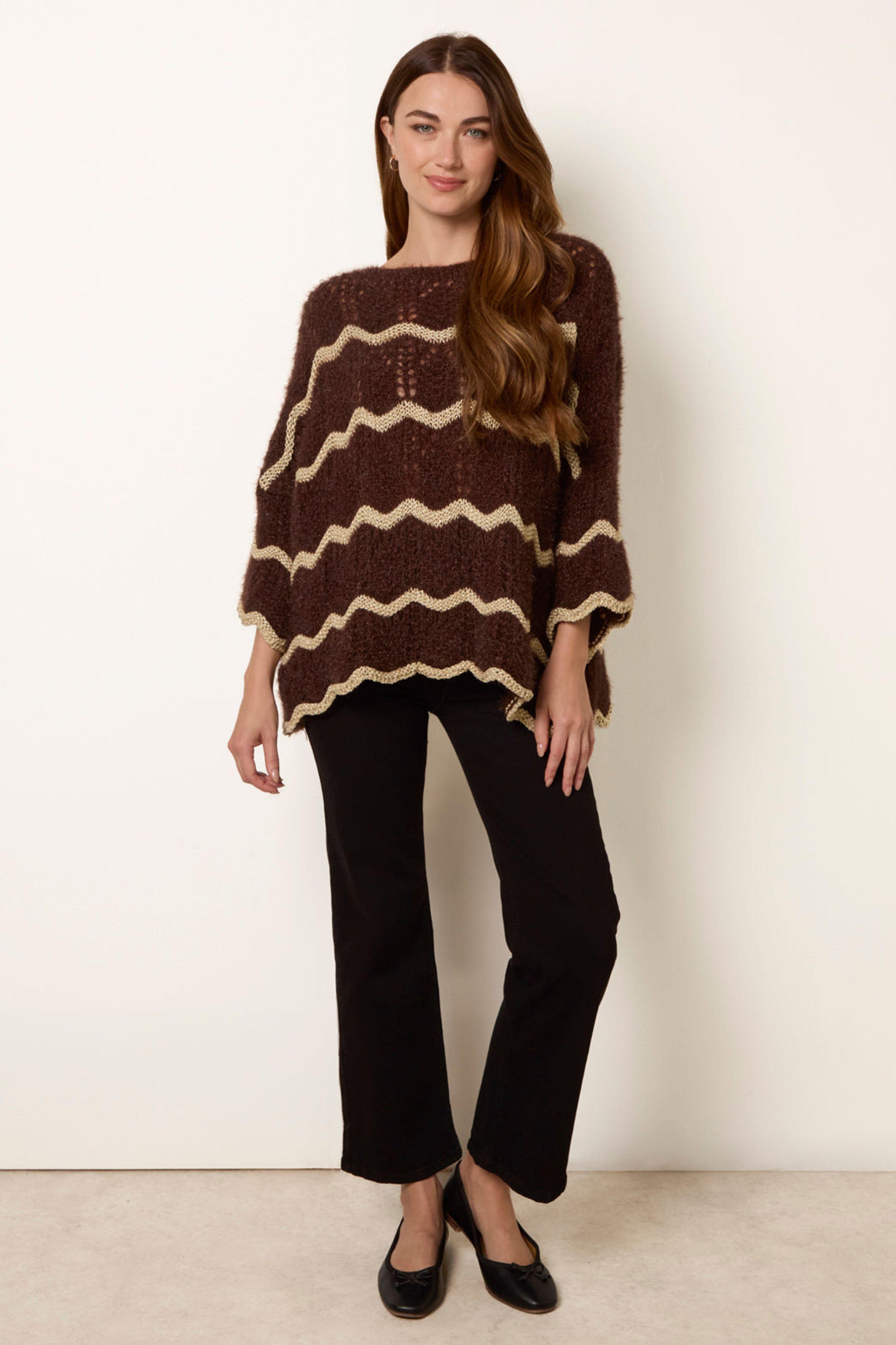 Brown Zig Zag Metallic Jumper by BLUE VANILLA