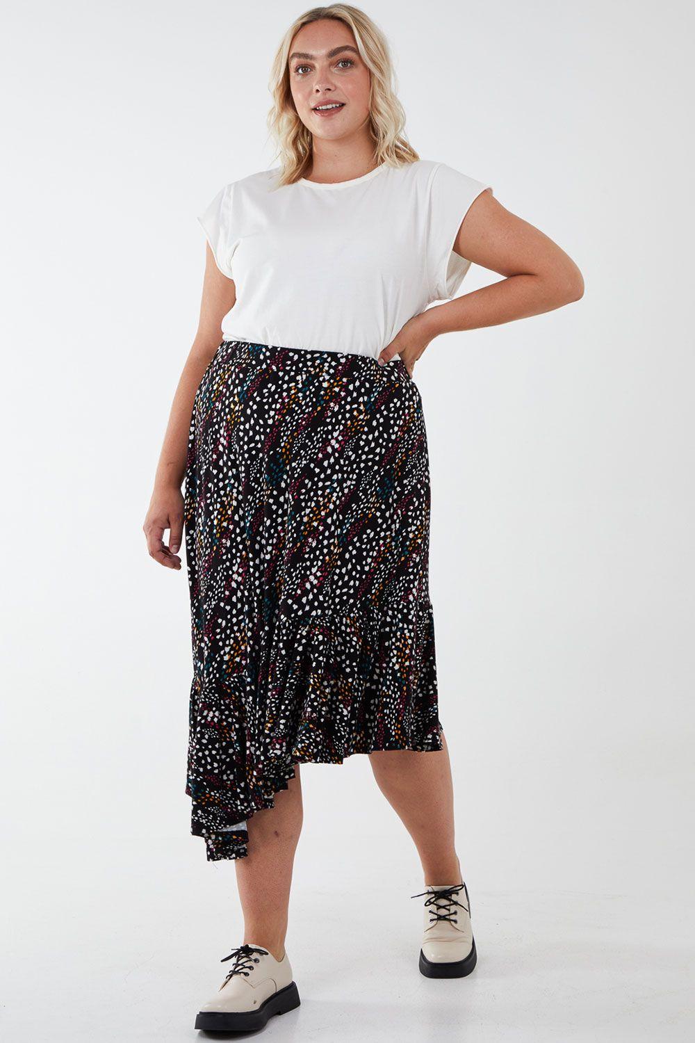 Curve Asymmetric Hem Midi Skirt by BLUE VANILLA